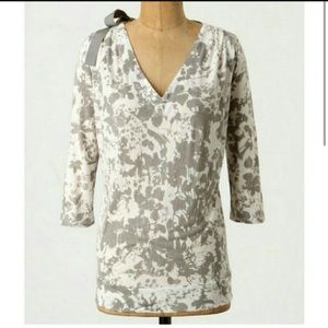 Anthropologie Postmark grey floral tie top Small